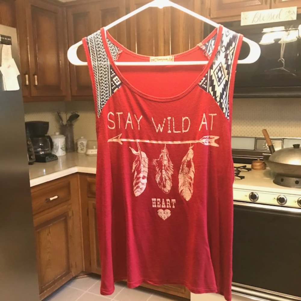 Lg Graphic Tank Top, Stay Wild at Heart, Tribal